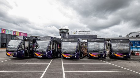 Flyer buses at Leeds Bradford Airport